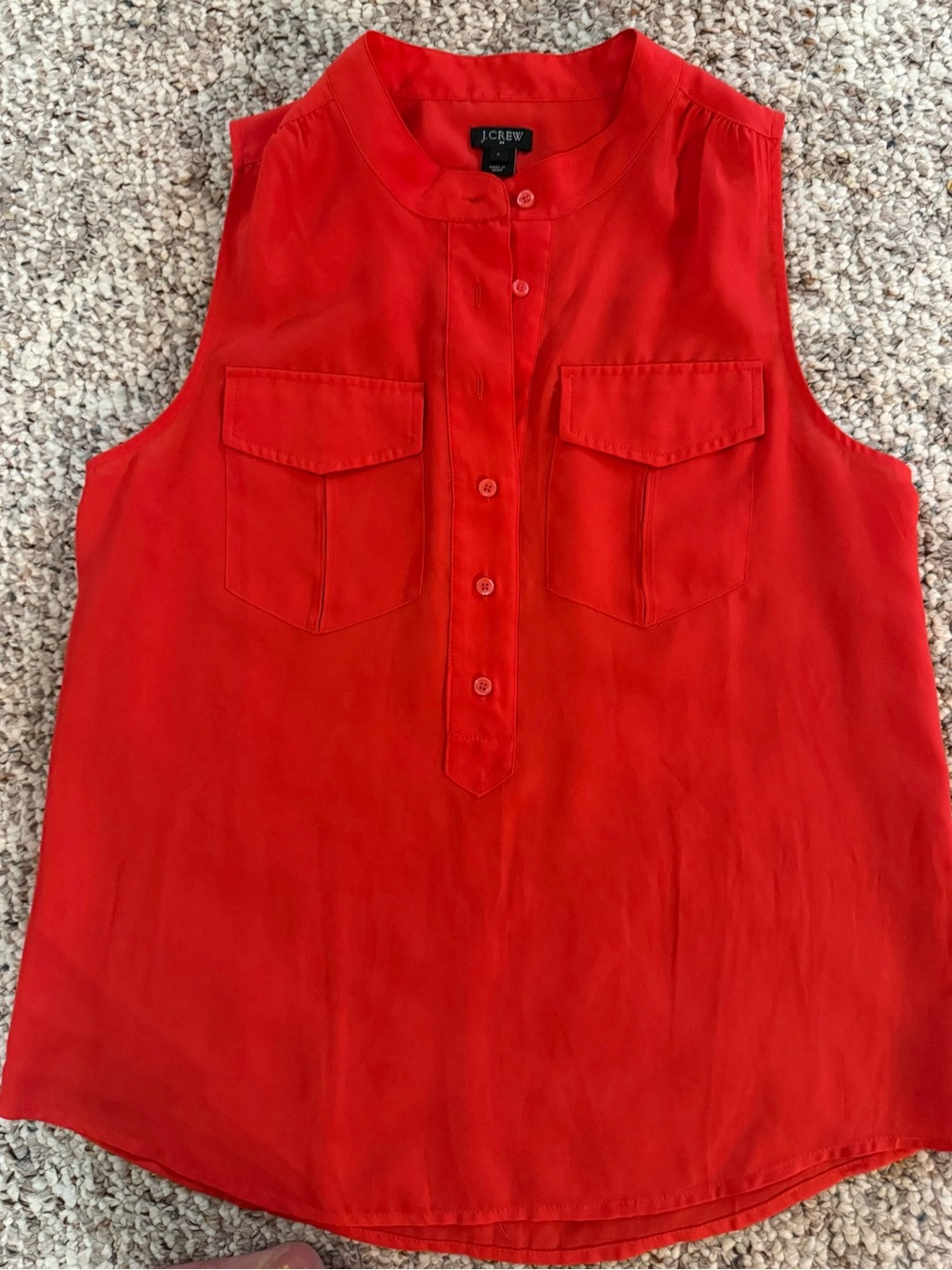 J. Crew Vibrant Red Sleeveless Button-Front Utility Camisole